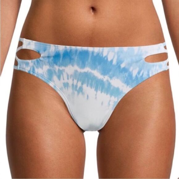 XOXO Blue Tie-Dye Cutout Side Hipster Bikini Bottoms, Size L, NWT - Picture 2 of 8